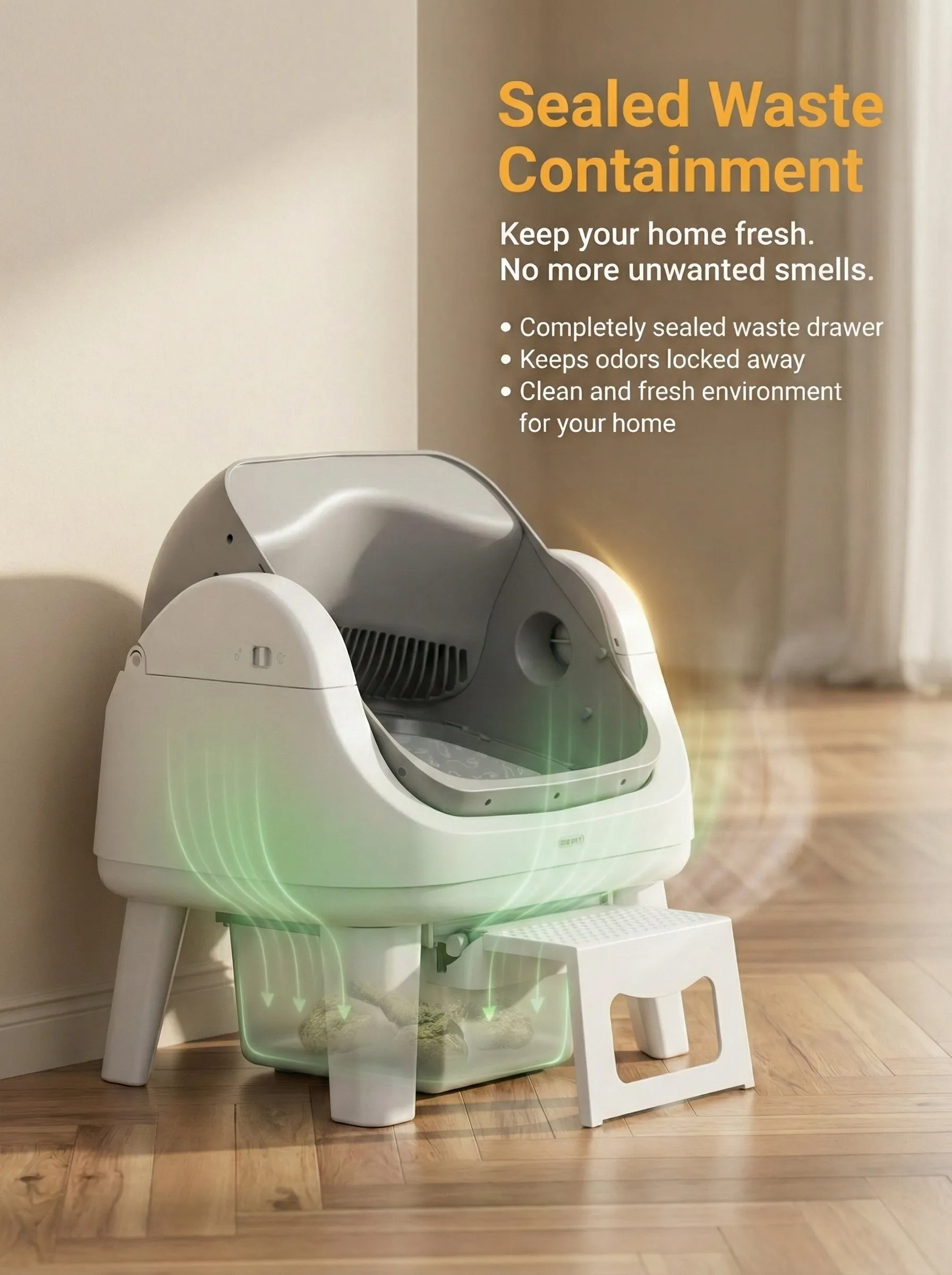 Sealed waste drawer of the SmartCat S12
